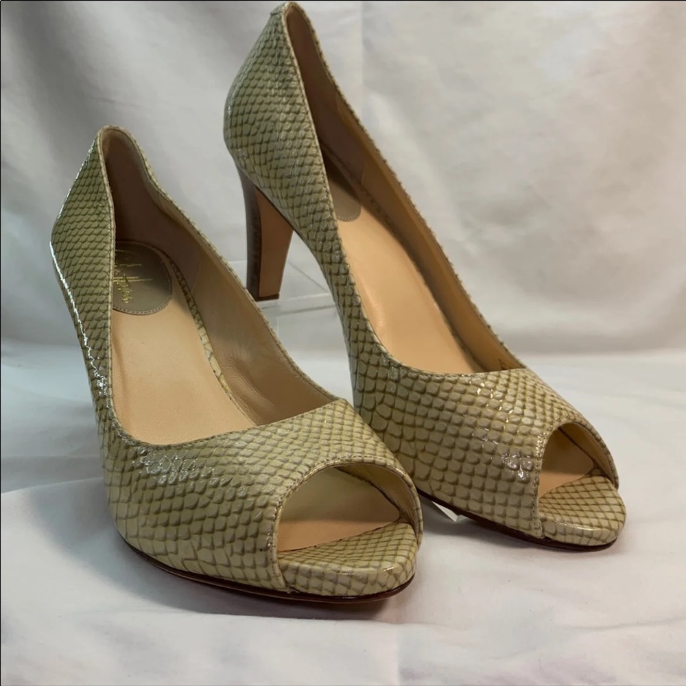 Cole Haan Python Print Peep Toe Pumps 10